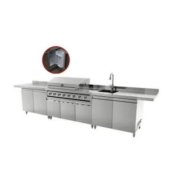 304 Stainless Steel BBQ Island Free Customized Outdoor Kitchen Plan Modular Cabinet