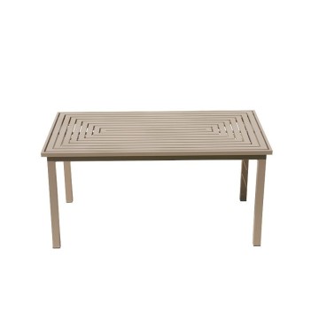 Patio Garden Plastic Wood Square Dining Table and Chair with Brushed Aluminium