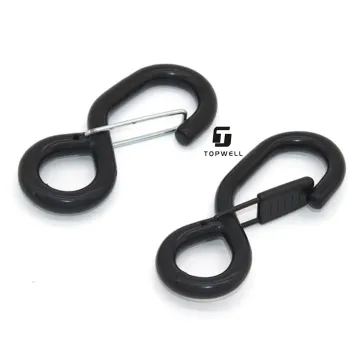 1 Inch Black Coated S Hook with Keeper Cargo Strap Hooks - Hardware Accessories