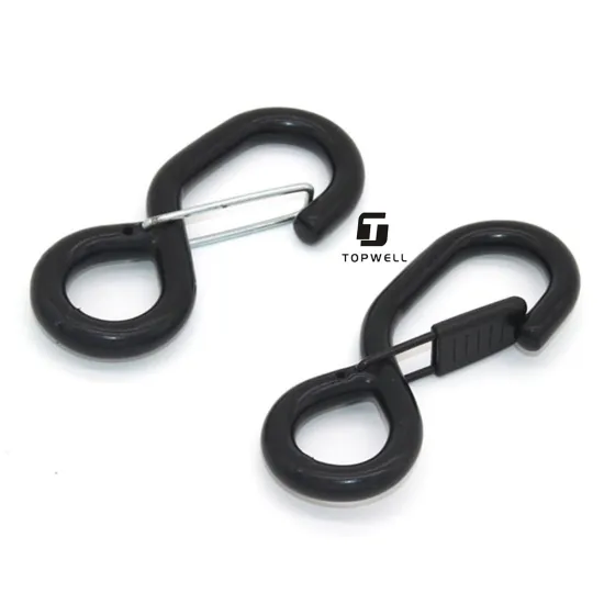 1 Inch Black Coated S Hook with Keeper Cargo Strap Hooks - Hardware Accessories