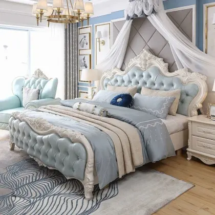 Nordic Modern Pine Wooden Bedroom Furniture & Bed