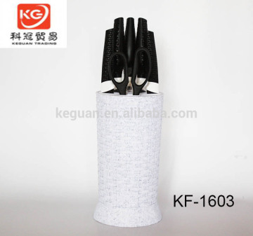 KF-1603 6pcs Non-stick Stainless steel colorful kitchen knife set with pp block