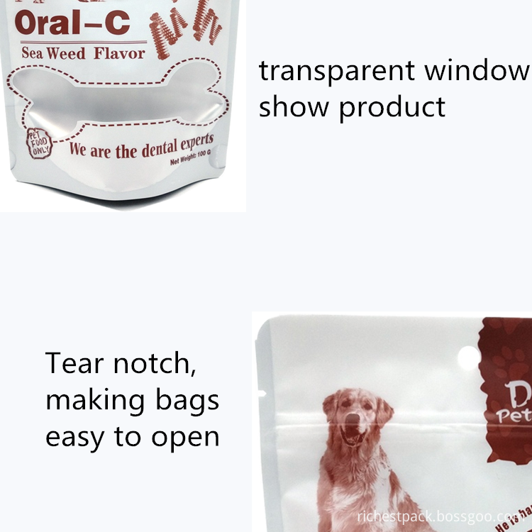 Food grade recycle pet food training treat bags