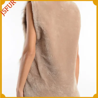 Cashmere Raccoon Fur Waistcoat Cheap Fur Vest Fur Trim