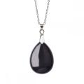 Natural Black Onyx 28x35MM Waterdrop Pendant Necklace with 45CM Silver Chain