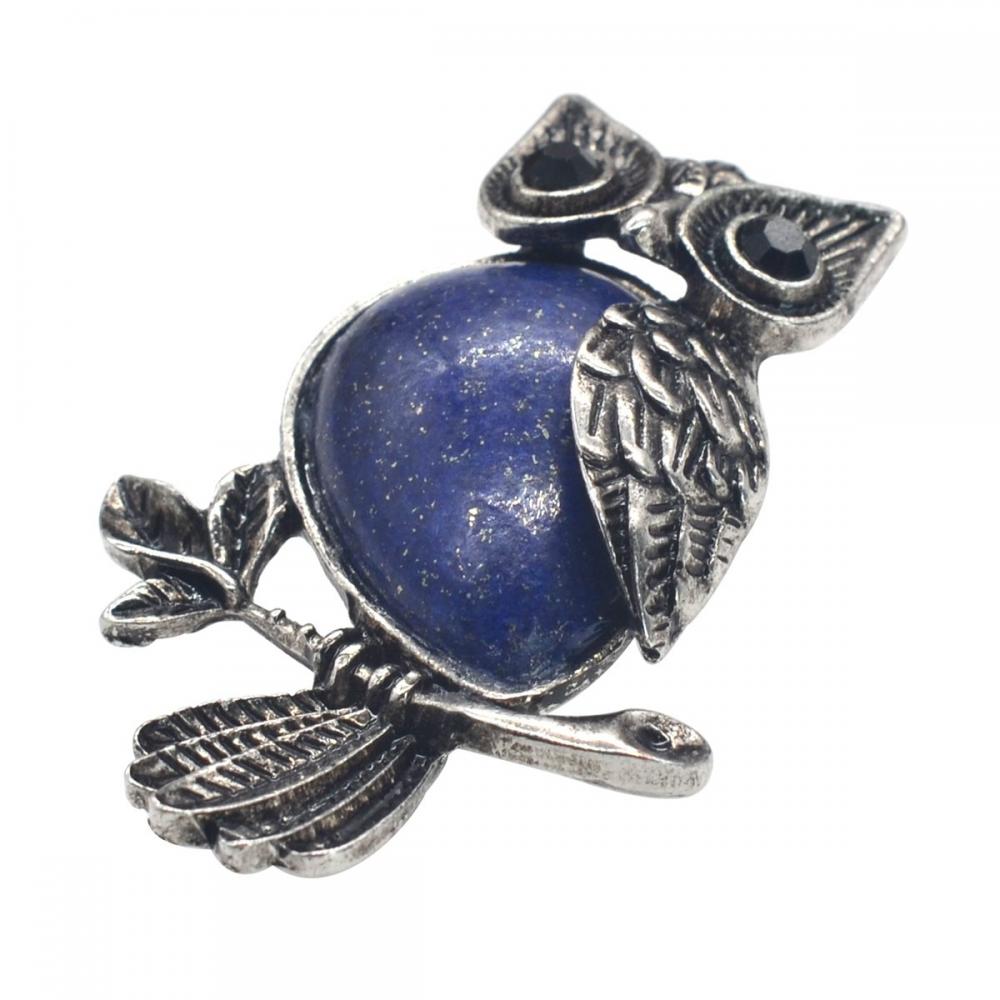 Naturel Lapis Lazuli Alliage Hibou Gemstone Pendentif fow Femmes Bijoux Collier