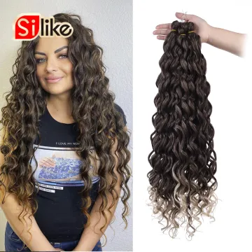 Wholesale 24 inch Ombre Blonde Brown Afro Curl Water Wave Braids Ocean Wave Curly Synthetic Crochet Braiding Hair Extension