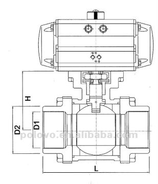 Ball valve drawing 3 pieces female male ball valve