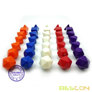 Bescon Blank Polyhedral Rollenspielwürfel 35-tlg. Verschiedene Farben, Volltonfarben im kompletten Satz von 7, ein Satz für jede Farbe, DIY-Würfel