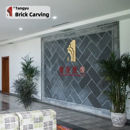 Green brick wall and floor tiles