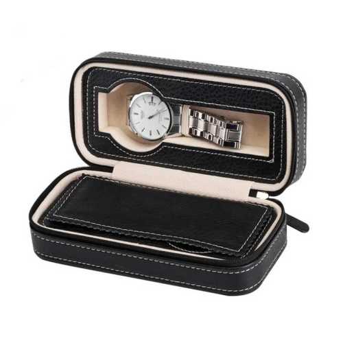 OEM Handmade Pu Leather watch packaging with zipper