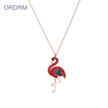 Fashion Diamond Flamingo Pendant Necklace Wholesale