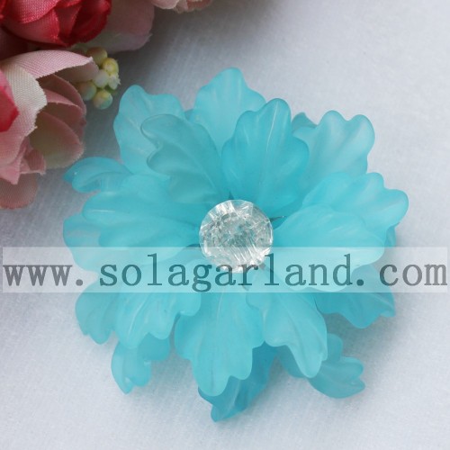 57MM Acrylic Vintage French Bead Flowers With Diamond Center