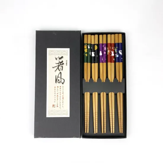 Cute Rabbit Pattern Custom Japanese Bamboo Sushi Chopsticks Set - Perfect Wedding Party Gift