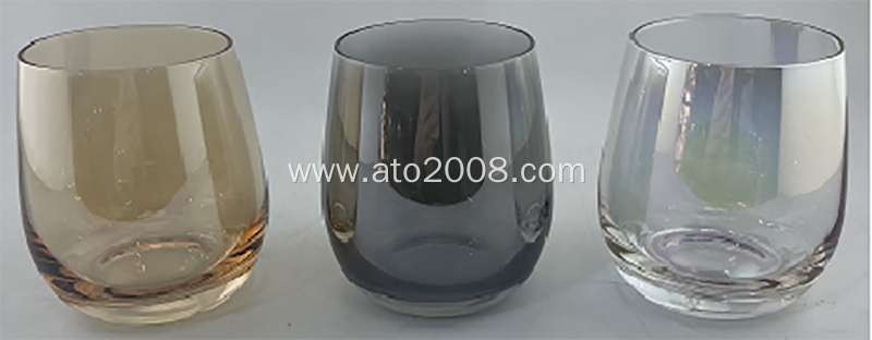 Stemless Wine Glass With Plating Amber