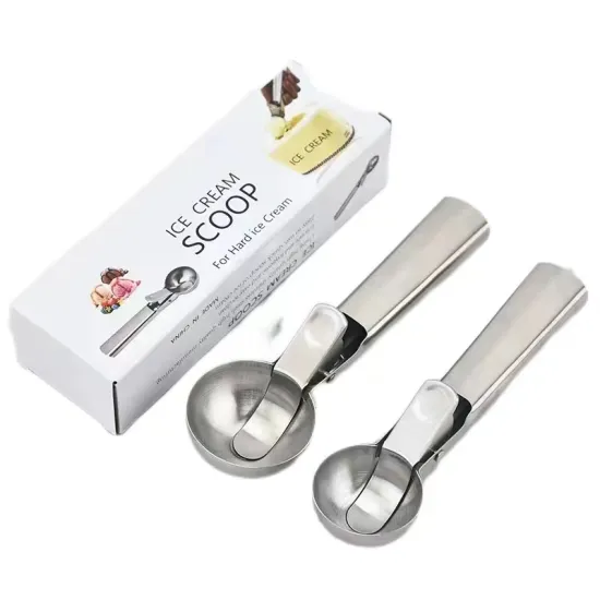 Popular 2024 Ice Cream Scoop with Trigger: Thickened Stainless Steel for Efficient Fruit & Watermelon Ball Dicing
