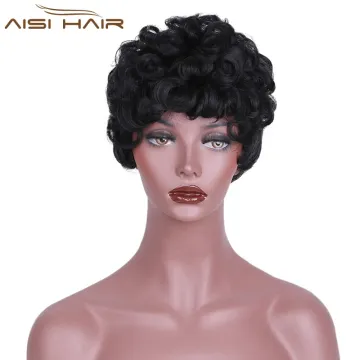 Short Curly Style Hair Synthetic Pixie Cut Wigs For Black Women Heat Resistant Black Wig