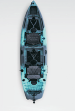 Kayak con pedal en forma de aleta en tándem de 14 pies: asiento doble, control de timón