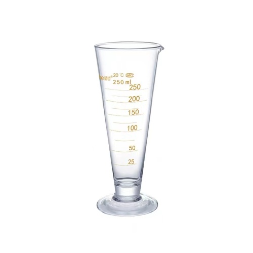 250ml 실험실 원뿔 모양 유리 제품 측정 실린더