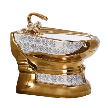 J-972 Vieany Brand Luxury European Style Gold Bidet - A Premium Ceramic Floor-Mounted Cleaning Sanitary Ware for Women
