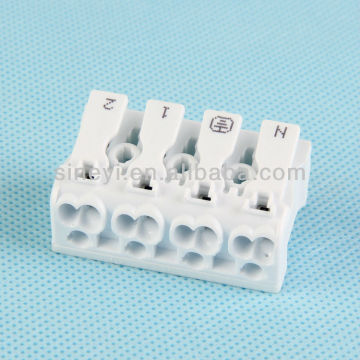 UL EC white PCB 4 poles Press type terminal solderless LED spring clamp terminal block