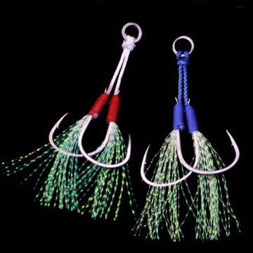 Histolure 1PC PE Line Feather Ring Solid Jigging Spoon Fishhook Jig Jig Assist Hook