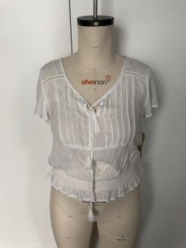V-neck sexy see-through top