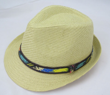 Natural Fedora Hats W/ Beach Band