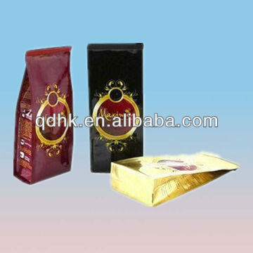 flexible quad-seal block bottom plastic coffee bag