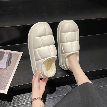 2023 New Arrival Men's Fleece-Lined Heattech Cotton Shoes EVA Waterproof Slippers