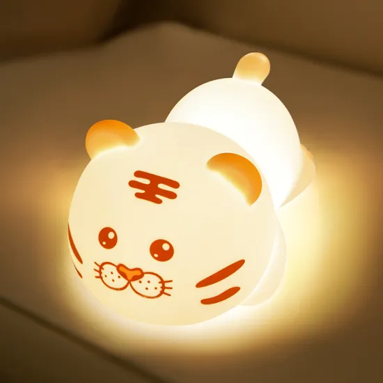 Tiger Silicone Night Light: Rechargeable LED Lamp for Kids
