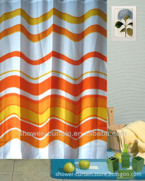 polyester stripe printed pvc shower curtain