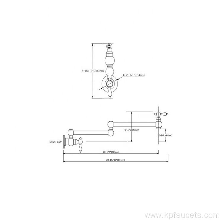 Commercial Wall Kitchen Sink Brass Faucet