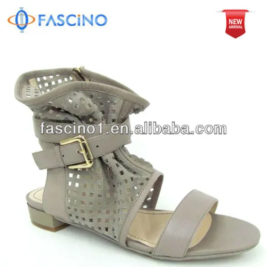 leather material flat stylish sandals for women