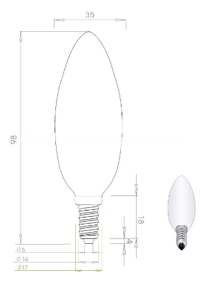 led filament lights C35 2W