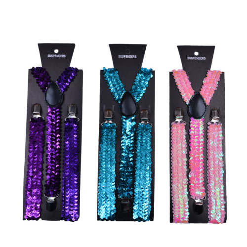 Mens Sequin Suspenders Polyester Fancy Dress Braces