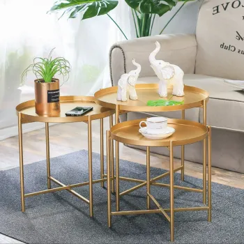 Gold Round Ellipse Tables: Enhancing Your Living Room and Bedroom with Stylish Metal Nightstands and Side Tables in Stainless Steel, Brass, Chrome, and Brushed Finishes