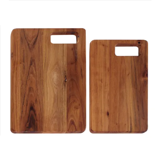 Rectangle teak wood chopping board with portable hole