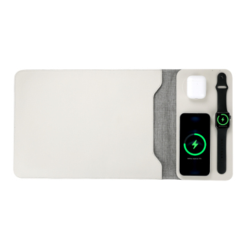Portable Luxury Leather Laptop Bag with 5-in-1 Wireless Charger, Storage Sleeve, Mouse Pad, and 3-in-1 Wireless Charging