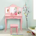 Kids Wooden Vanity Table Set with Writing Desk