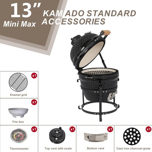 GFTOP เซรามิคบาร์บีคิว Charcoal Kamado Grill พร้อมเทอร์โมมิเตอร์