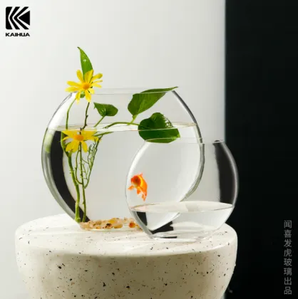Crystal Flat Mouth Goldfish Aquarium Ornament Vase