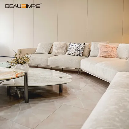 Elegant Modular Leather Victoria Sofa for Luxury Villas