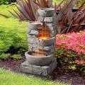 Tiered Bowls Floor Stacked Stone Waterfall Fountain