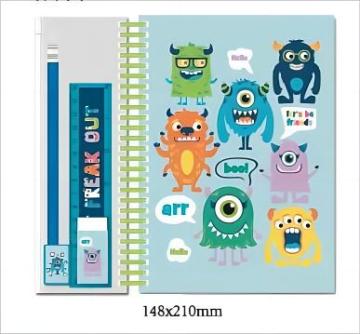 STATIONERY SET WITH NOTENOOK AND RULER