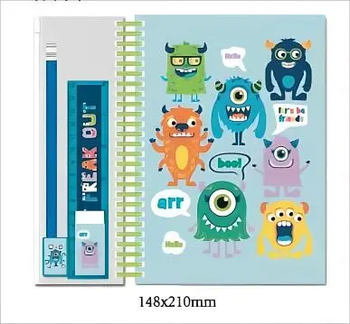 STATIONERY SET WITH NOTENOOK AND RULER