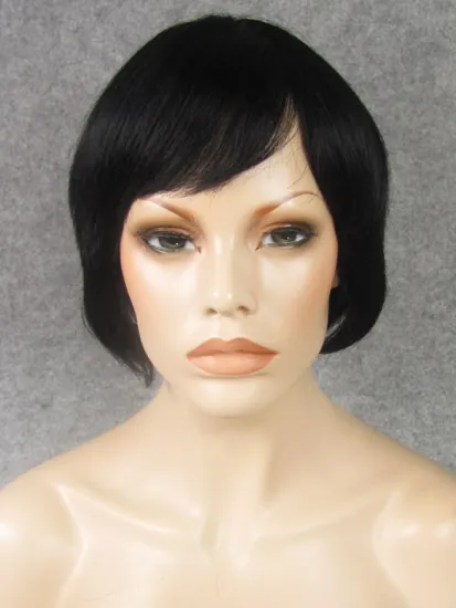 Black Chic Short Cheap 100% Human Hair Full Wig