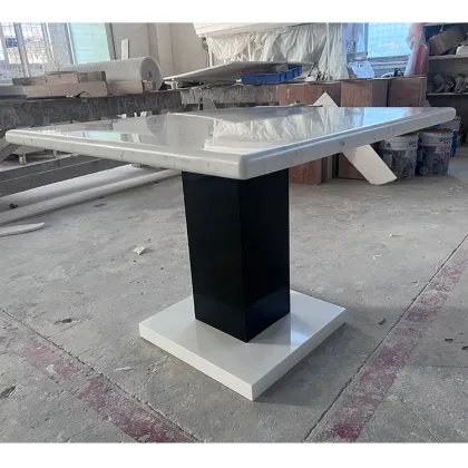 White Corian Marble KFC Fast Food Outdoor Dining Table Set for Coffee Shop