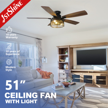 Modern Ceiling Fan with MDF Blades and Iron Lampshade - 1stshine Remote Control