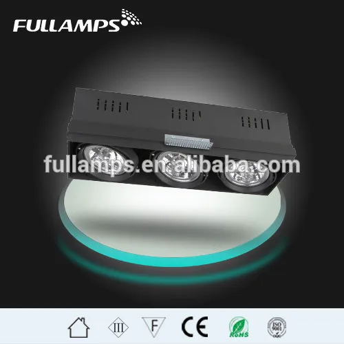 Three heads grille light housing for QR111 AR111 ES111 spot light, white or black finish, one two three head available